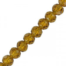 Faceted glass rondelle beads 4x3mm Topaz pearl shine coating